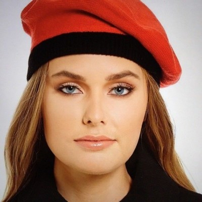 Kate Spade Contrast Bow Beret Red With Black Bow Hat  eb-16926648